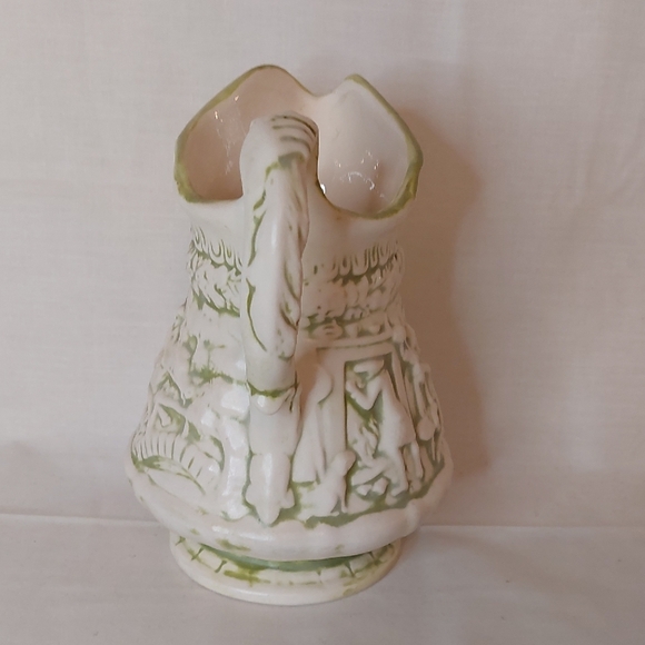 Vintage Green and White Ceramic Pitcher - Picture 4 of 6
